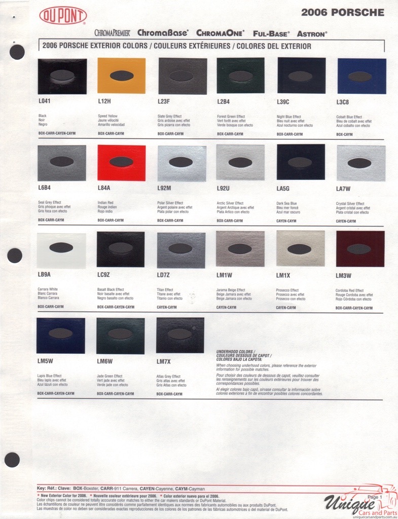 2006 Porsche Paint Charts DuPont 1